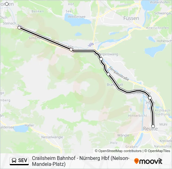 Автобус SEV: карта маршрута