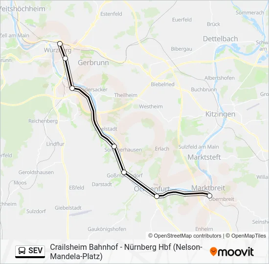 Автобус SEV: карта маршрута