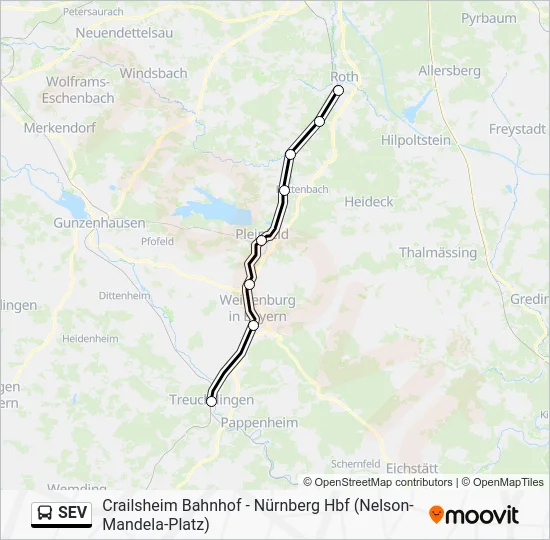 Автобус SEV: карта маршрута