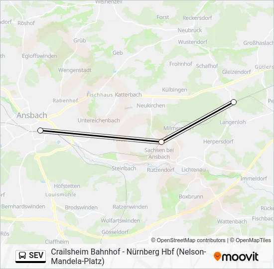 Автобус SEV: карта маршрута