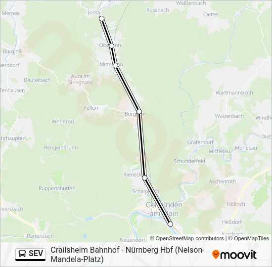 Автобус SEV: карта маршрута