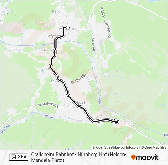 Автобус SEV: карта маршрута