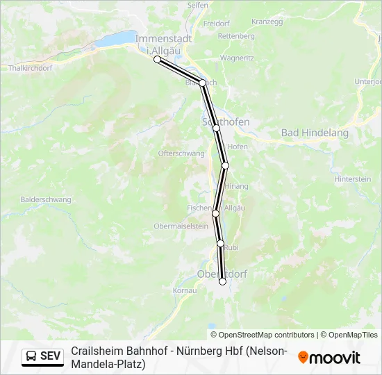 Автобус SEV: карта маршрута