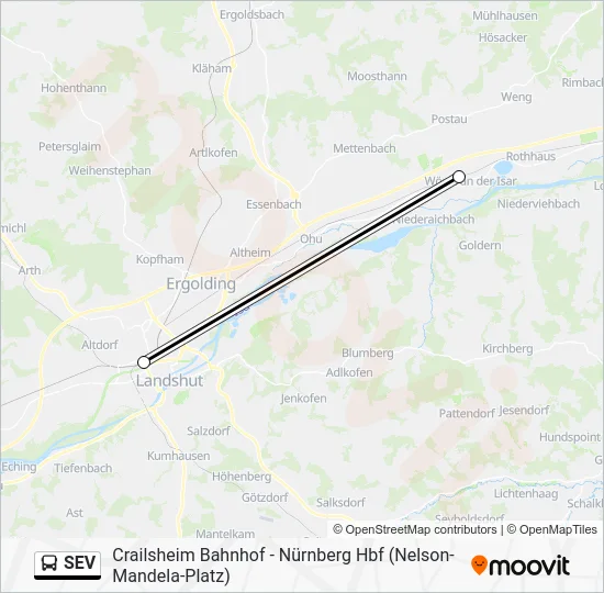 Автобус SEV: карта маршрута