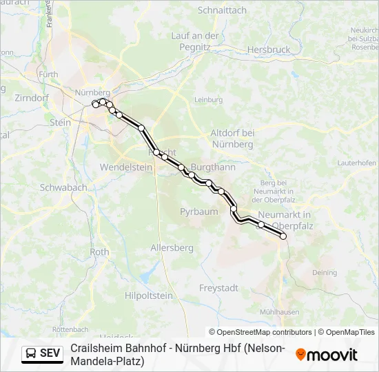 Автобус SEV: карта маршрута