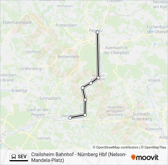 Автобус SEV: карта маршрута