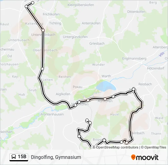 Автобус 15B: карта маршрута