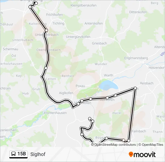 Автобус 15B: карта маршрута