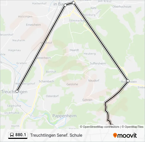Автобус 880.1: карта маршрута