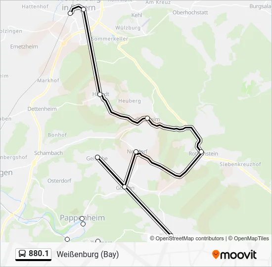 Автобус 880.1: карта маршрута