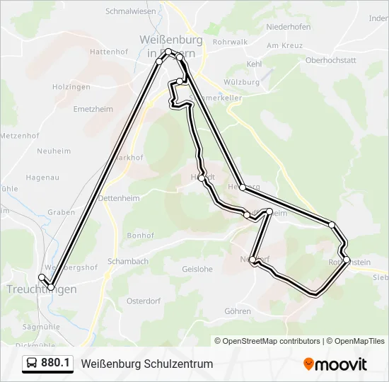 Автобус 880.1: карта маршрута