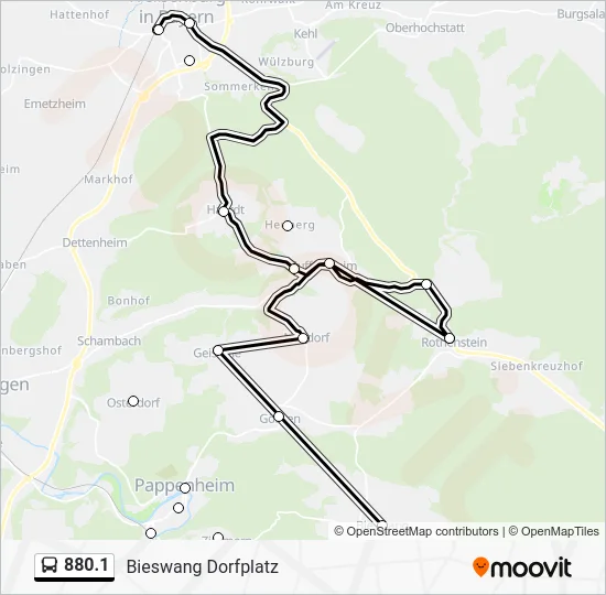 Автобус 880.1: карта маршрута