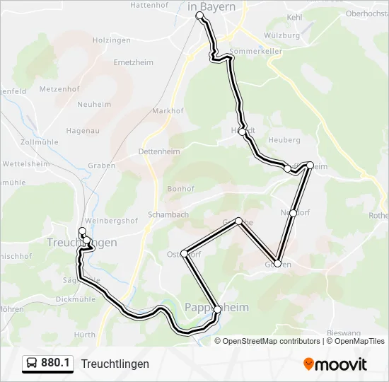 Автобус 880.1: карта маршрута