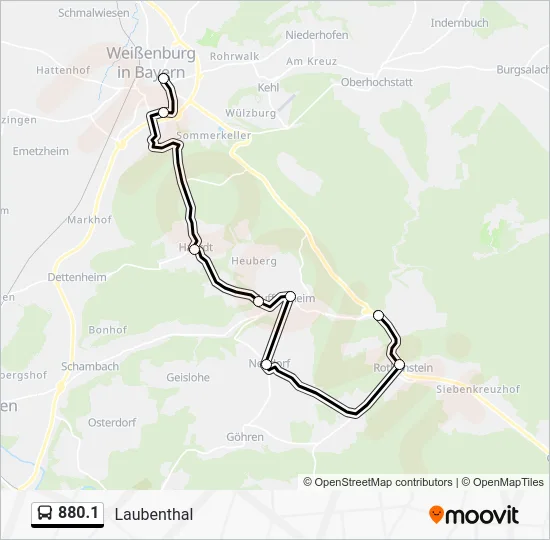 Автобус 880.1: карта маршрута