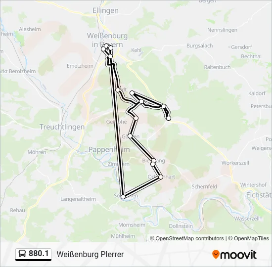 Автобус 880.1: карта маршрута