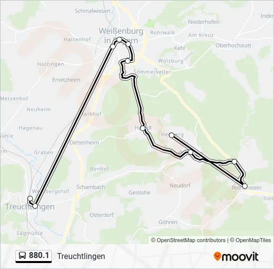 Автобус 880.1: карта маршрута