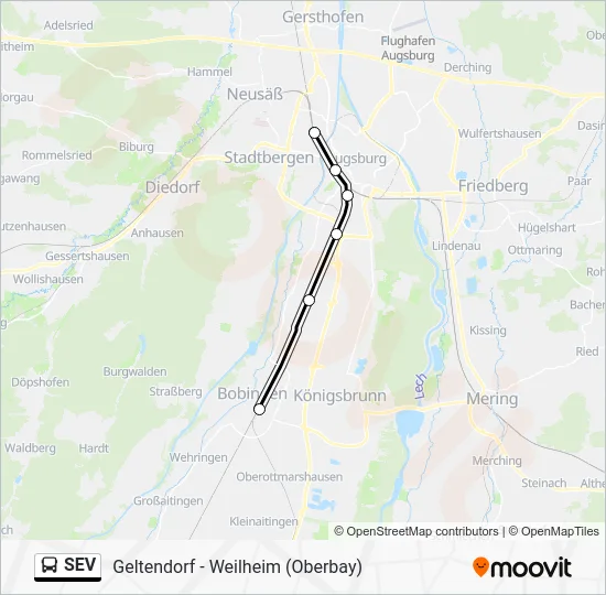 Автобус SEV: карта маршрута