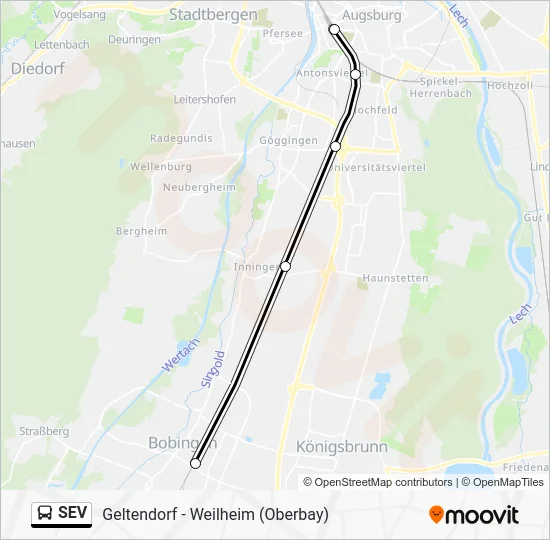 Автобус SEV: карта маршрута