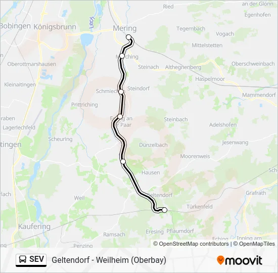 Автобус SEV: карта маршрута