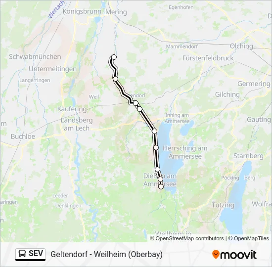 Автобус SEV: карта маршрута