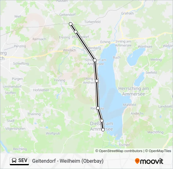 Автобус SEV: карта маршрута