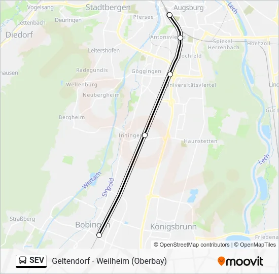 Автобус SEV: карта маршрута