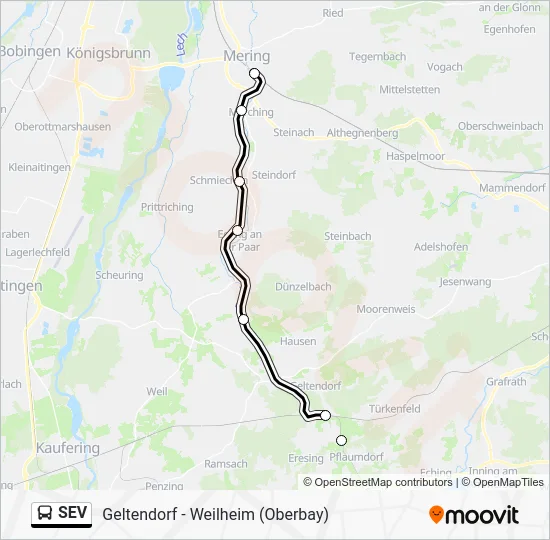 Автобус SEV: карта маршрута