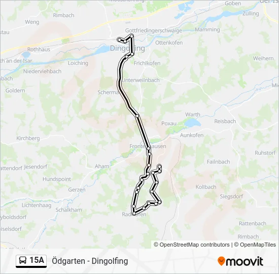 Автобус 15A: карта маршрута