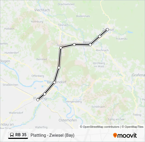 Автобус RB 35: карта маршрута