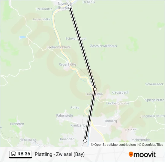 Автобус RB 35: карта маршрута