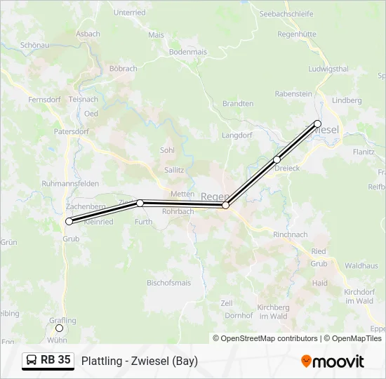 Автобус RB 35: карта маршрута