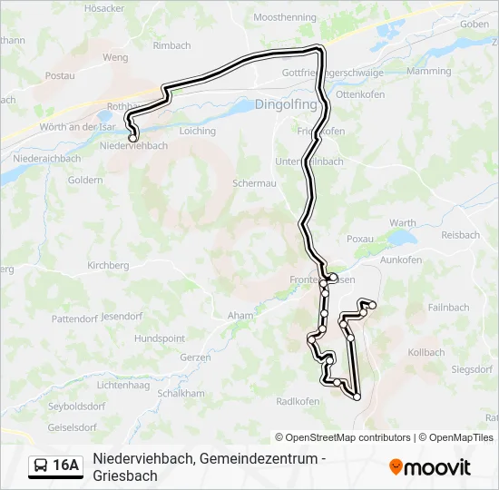 Автобус 16A: карта маршрута