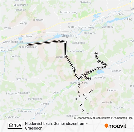 Автобус 16A: карта маршрута
