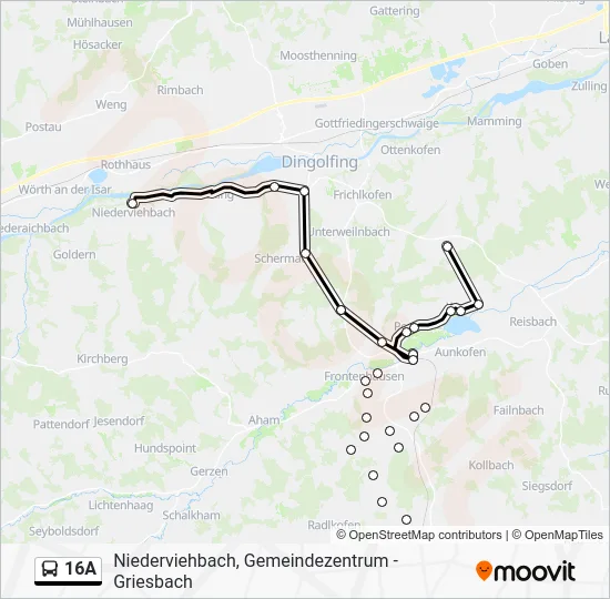 Автобус 16A: карта маршрута