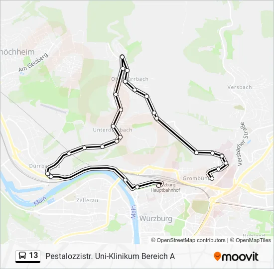 Автобус 13: карта маршрута