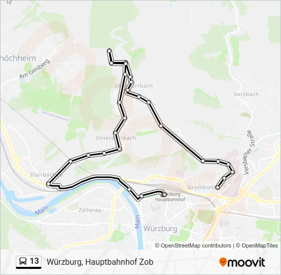 Автобус 13: карта маршрута
