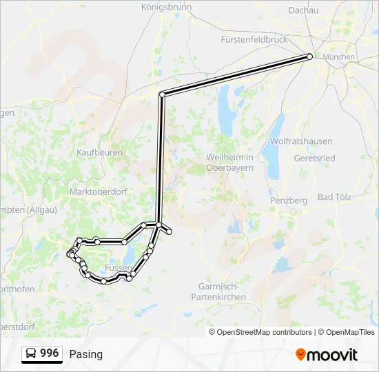 Автобус 996: карта маршрута