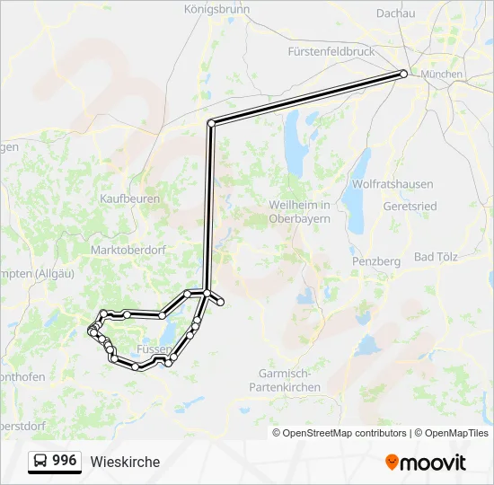 Автобус 996: карта маршрута