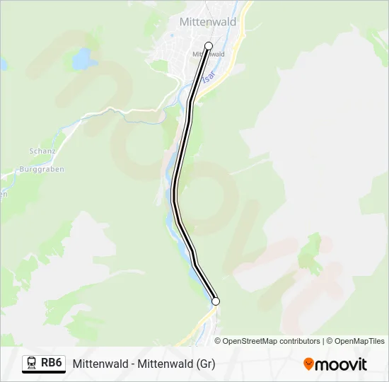 Поезд RB6: карта маршрута