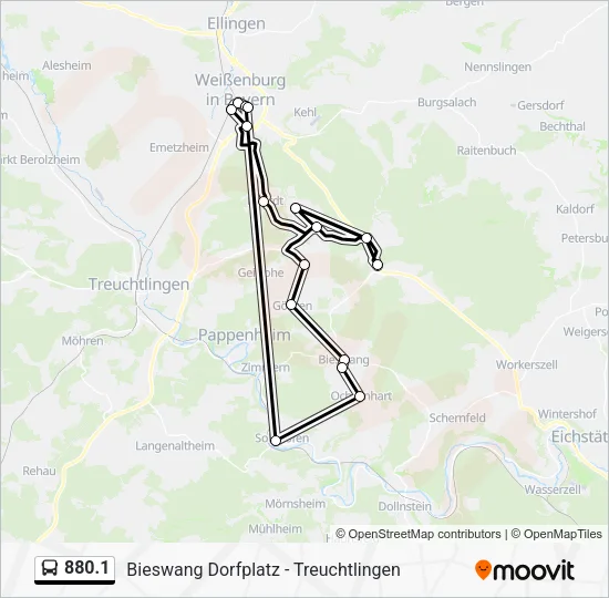 Автобус 880.1: карта маршрута