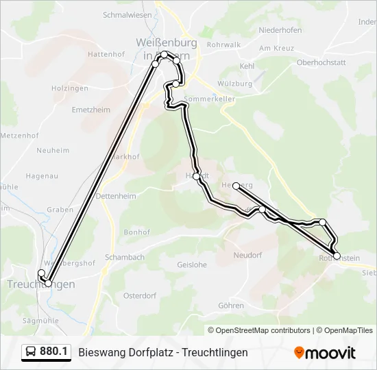 Автобус 880.1: карта маршрута