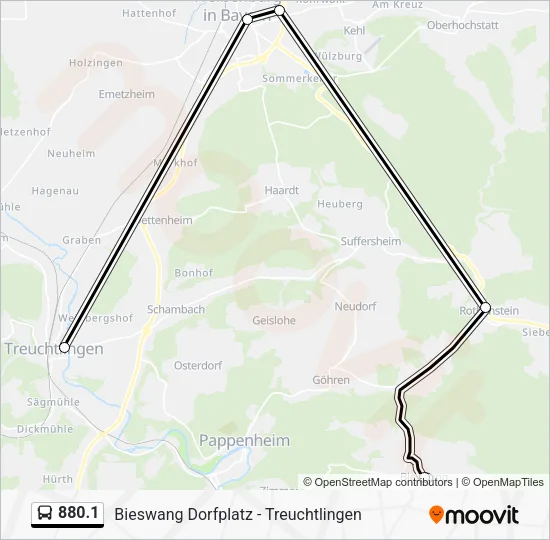 Автобус 880.1: карта маршрута