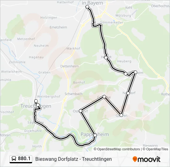 Автобус 880.1: карта маршрута