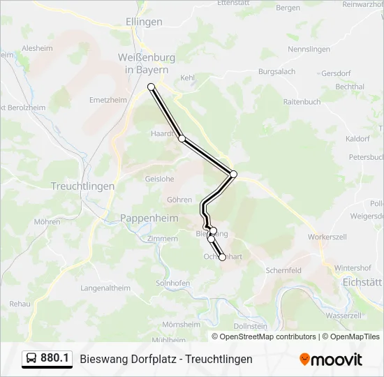 Автобус 880.1: карта маршрута