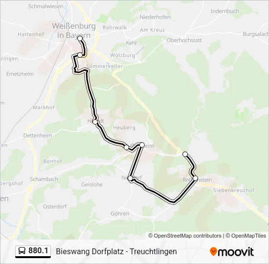 Автобус 880.1: карта маршрута