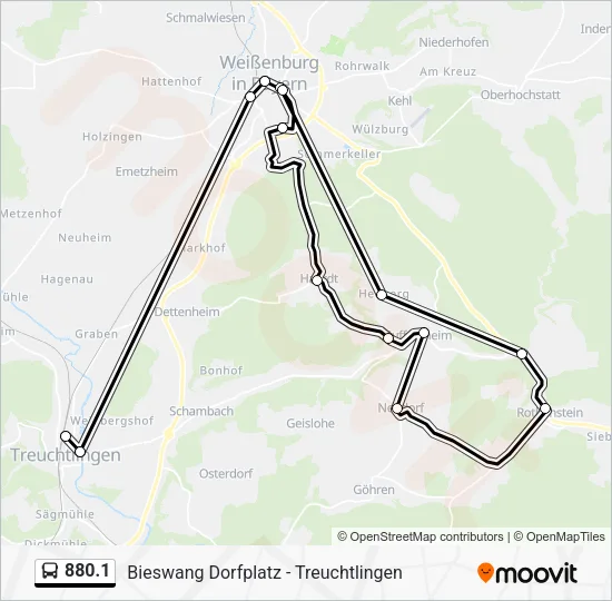 Автобус 880.1: карта маршрута