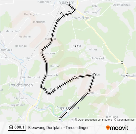 Автобус 880.1: карта маршрута