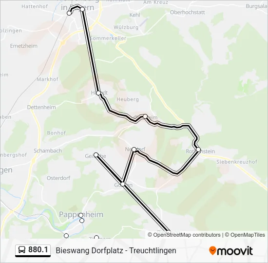 Автобус 880.1: карта маршрута