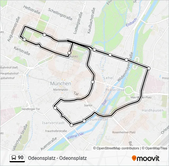 Автобус 90: карта маршрута