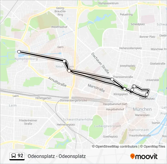 Автобус 92: карта маршрута